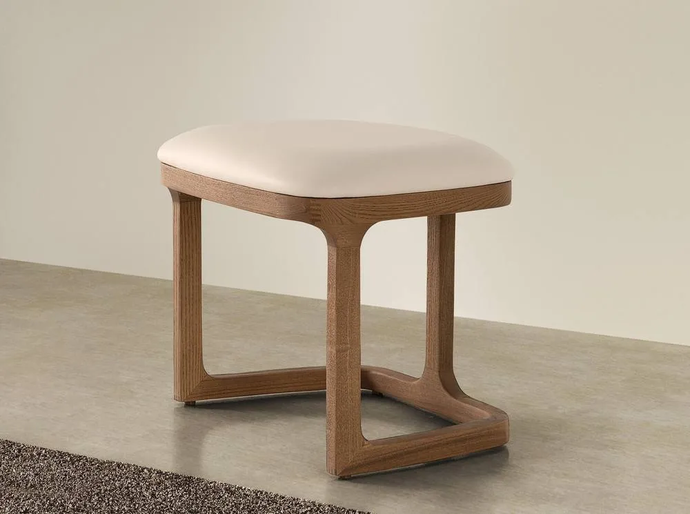 Angel Cerda Leatherette Bench with Walnut Legs in Brown 3