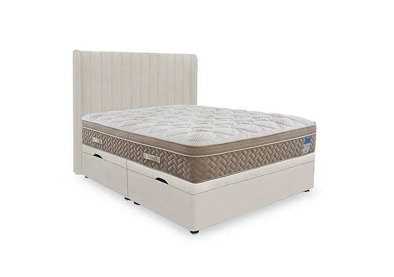 PlushTech Side Lift Ottoman Divan Set - Small Double - Plush Ecru