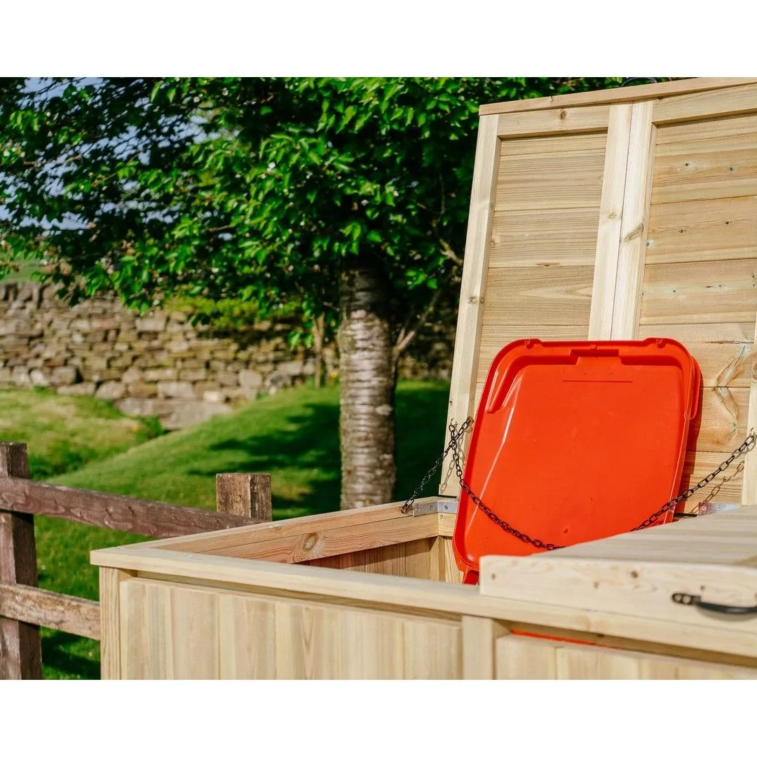 Buttercup Farm Chatburn Bin Store, Fits 2x 180L/240L Wheelie Bins & 2x Boxes in Brown 3