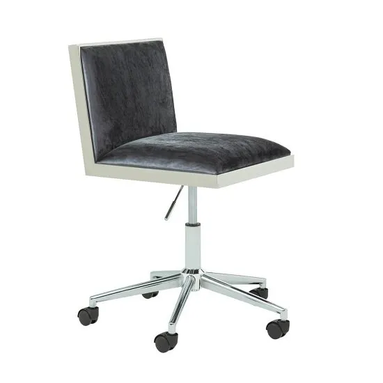 Apex Office Chair In Charcoal Velvet With Stainless Steel Frame