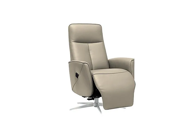 Maribo Leather Lift and Rise Power Recliner Chair with Power Headrest and Chrome Base - Oxford Mushroom