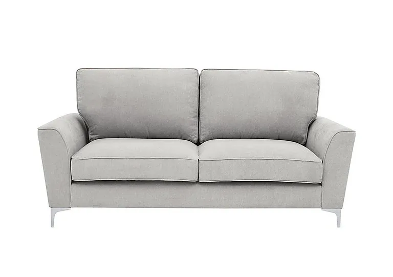 Legend 3 Seater Classic Back Fabric Sofa with Chrome Feet - Kingston Silver
