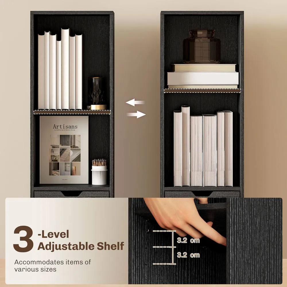 HOMCOM Narrow Bookshelf with Drawer, Tall Bookcase for Living Room in Black 6
