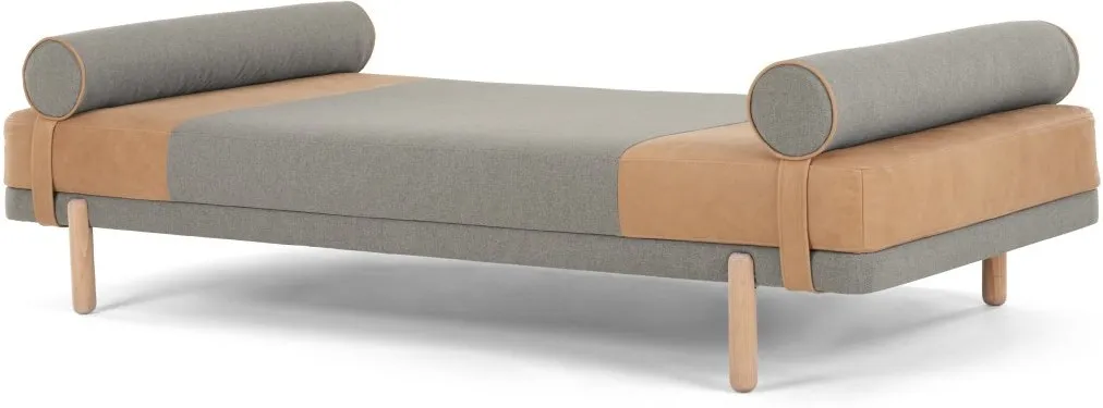 Assim Daybed, Tan Leather and  Manhattan Grey 
