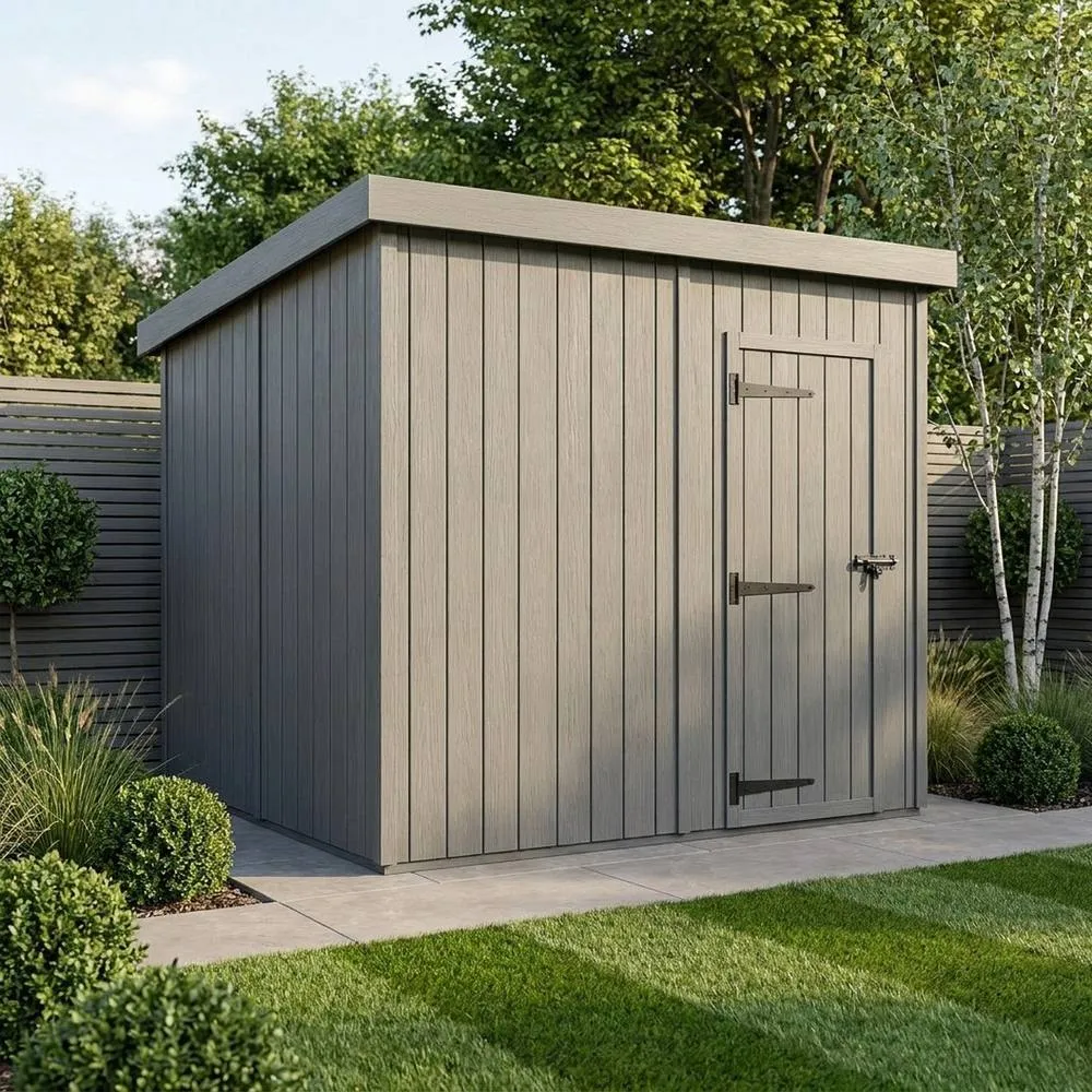 Buttercup Farm 8ft x 9ft Composite Pent Garden Shed Single Door No Windows - Grey 2