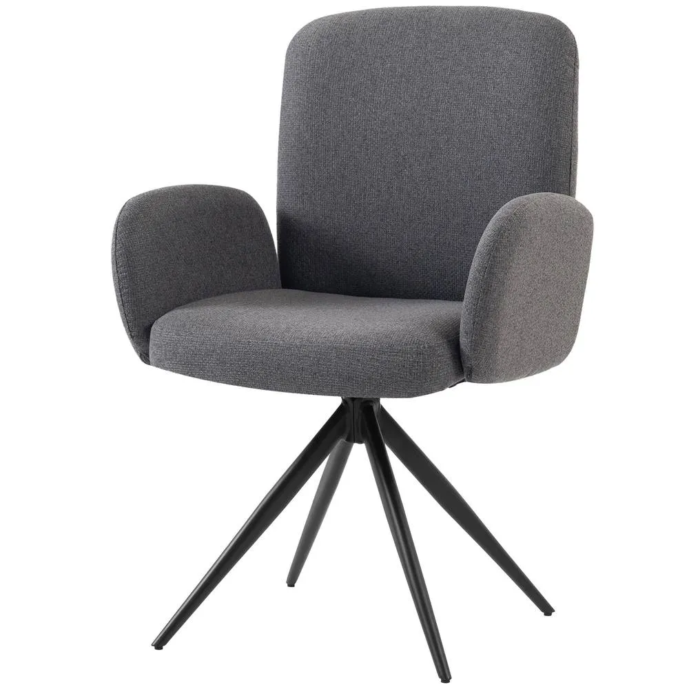 HOMCOM Swivel Accent Chair with Curved Backrest, Upholstered, Grey