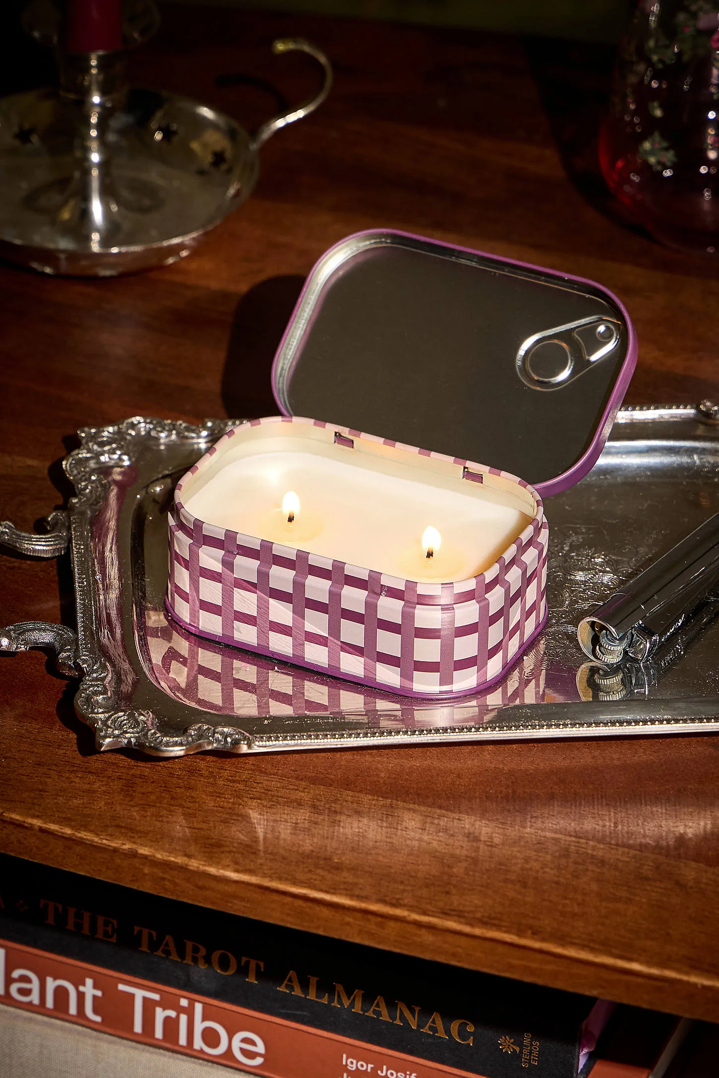 Paddywax Bistro Christmas Pudding Soy Wax Tin Candle - Purple ALL 2