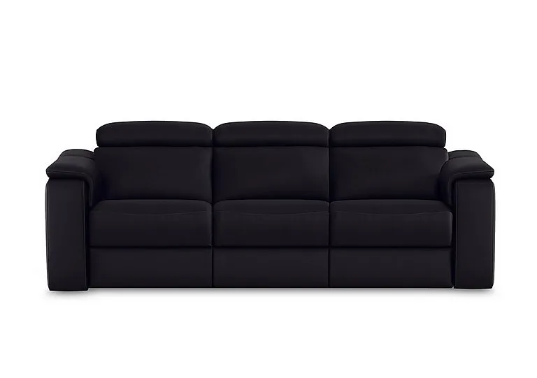 Canto 3 Seater 3 Cushion Leather Recliner Sofa with Headrests and Power Lumbar - Torello Nero - Sofas and Armchairs - In Time for Christmas