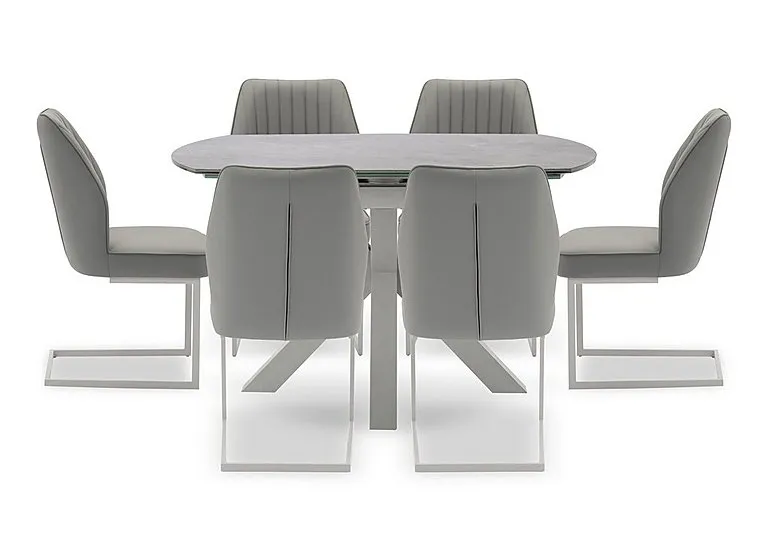 Fumo Swivel Extending Dining Table and 6 Faux Leather Cantilever Chairs