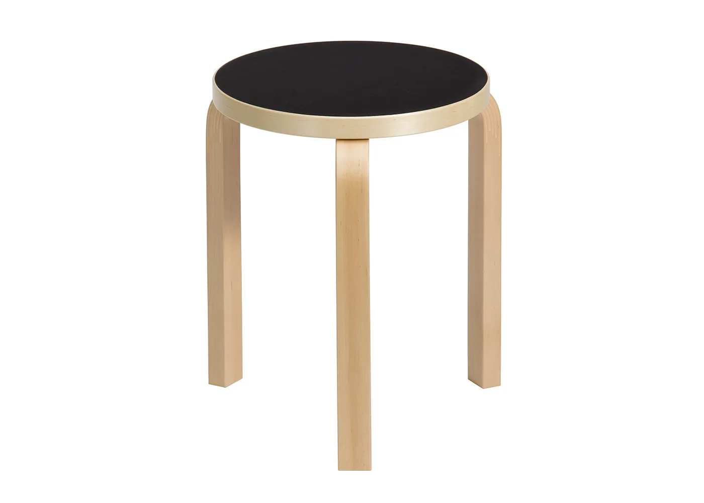 &Tradition Stool 60 Natural Birch Black Linoleum Seat