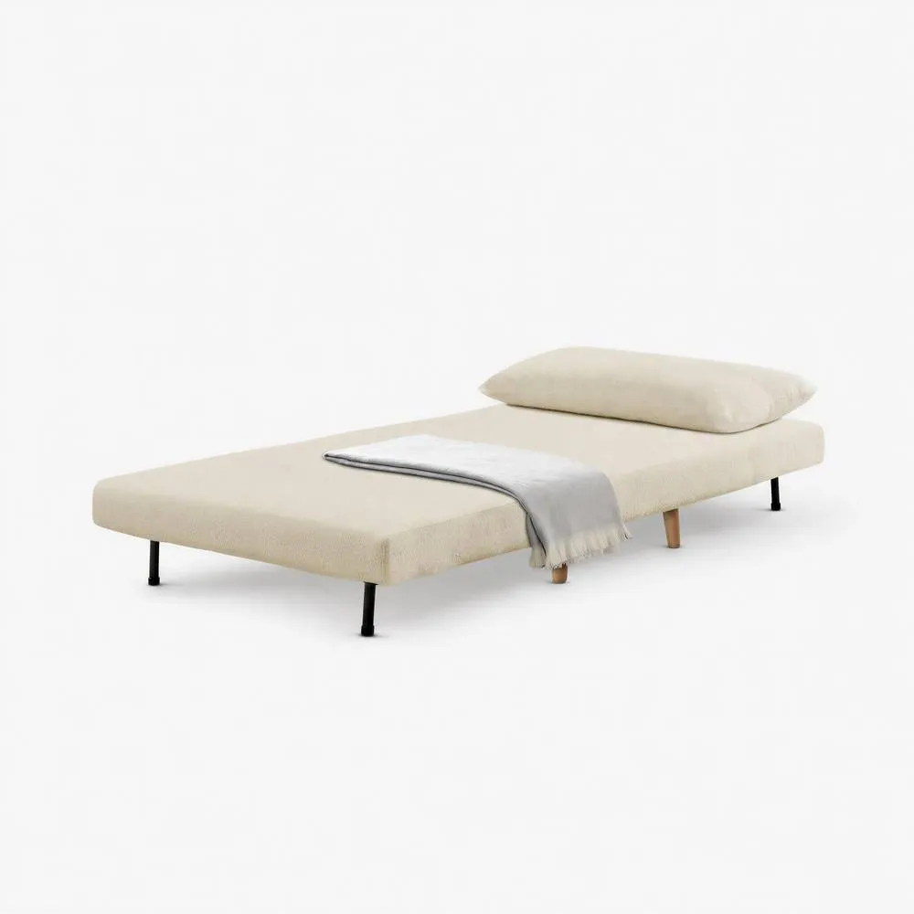 FurnitureboxUK Bobby White Boucle Fabric Single Folding Sofa Bed Chair 3