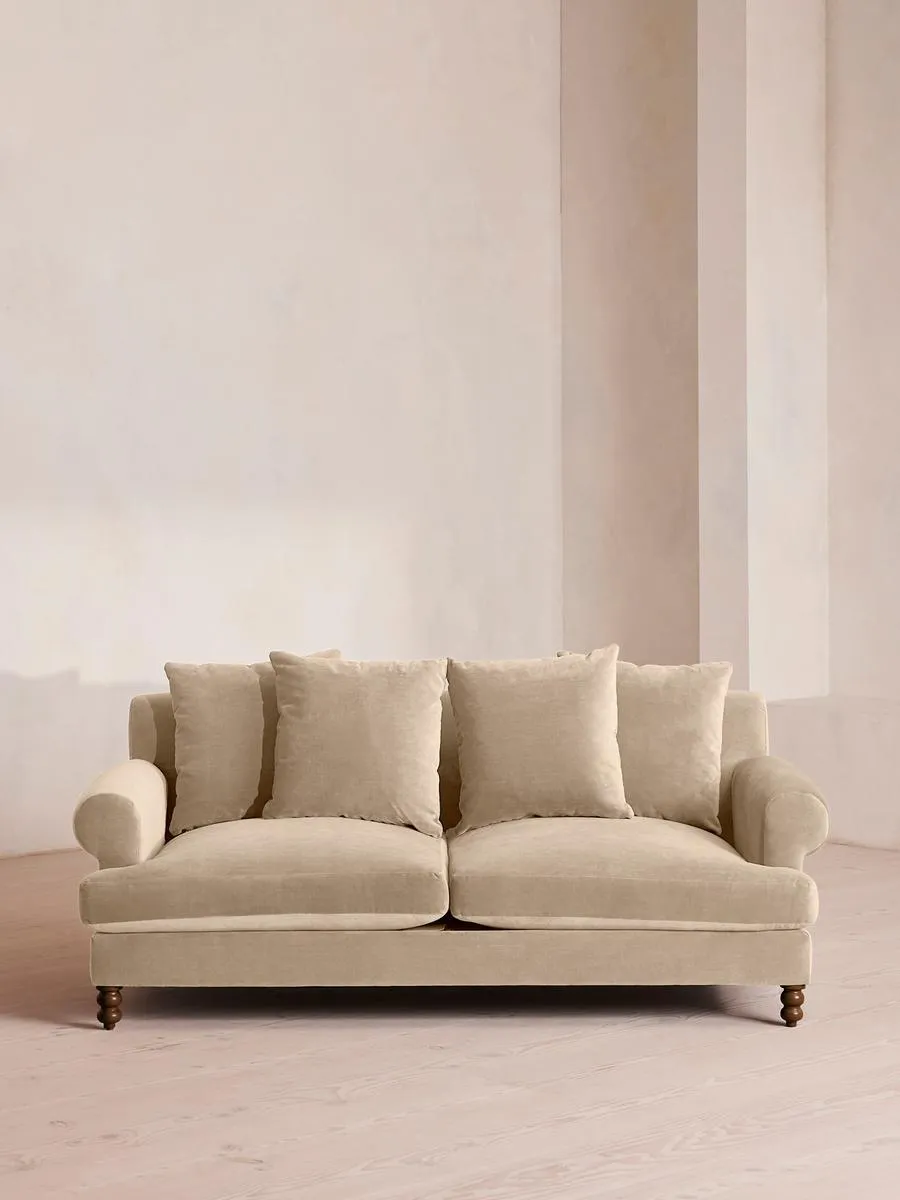 Audrey Two Seater Sofa, Velvet, Oyster