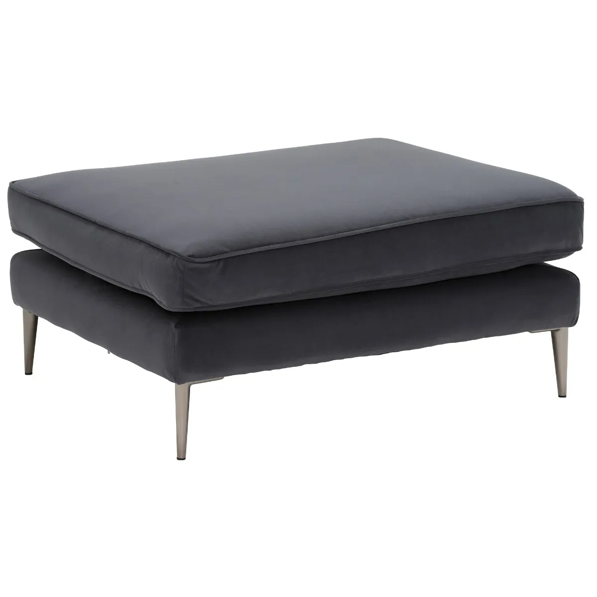 Conza Velvet Footstool, Charcoal