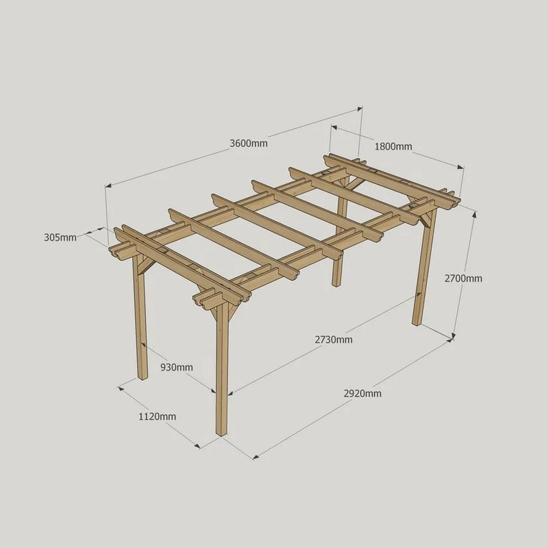 Rutland County Garden Furniture Ltd Double Garden Pergola - Wood - L180 x W360 x H270 cm - Light Green 5