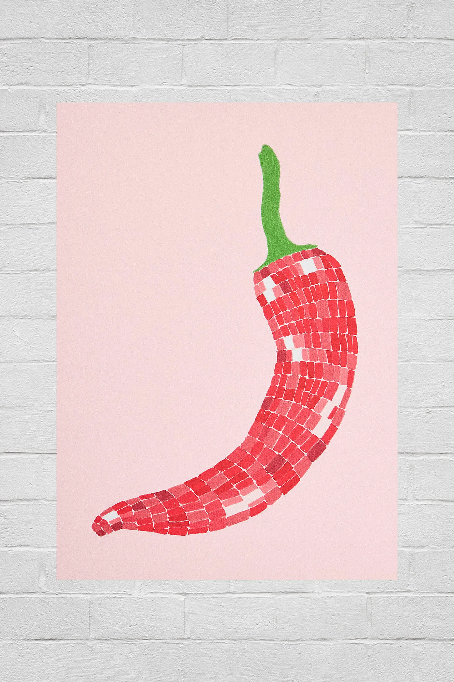 Disco Ball Chilli 30cmx40cm Wall Art Print - Pink A3