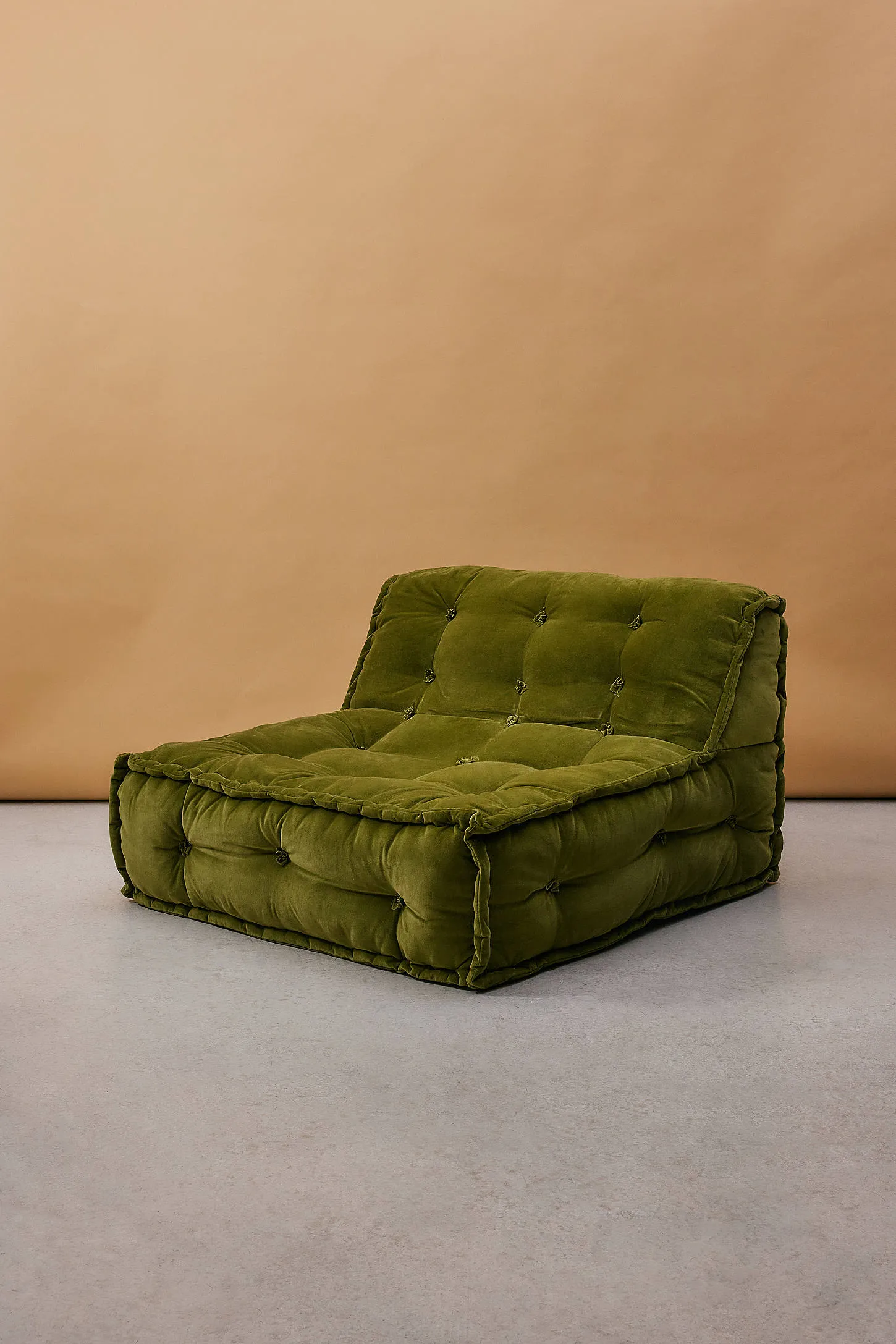 Reema Dark Green Velvet Two-Seater Floor Cushion - Green 2