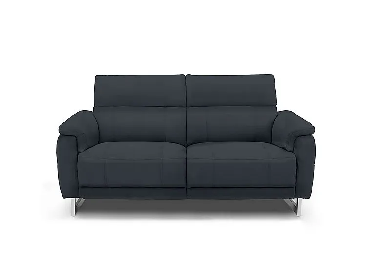 Moet 2 Seater Leather Power Recliner Sofa with Telescopic Headrests - Navy - Sofas and Armchairs - In Time for Christmas