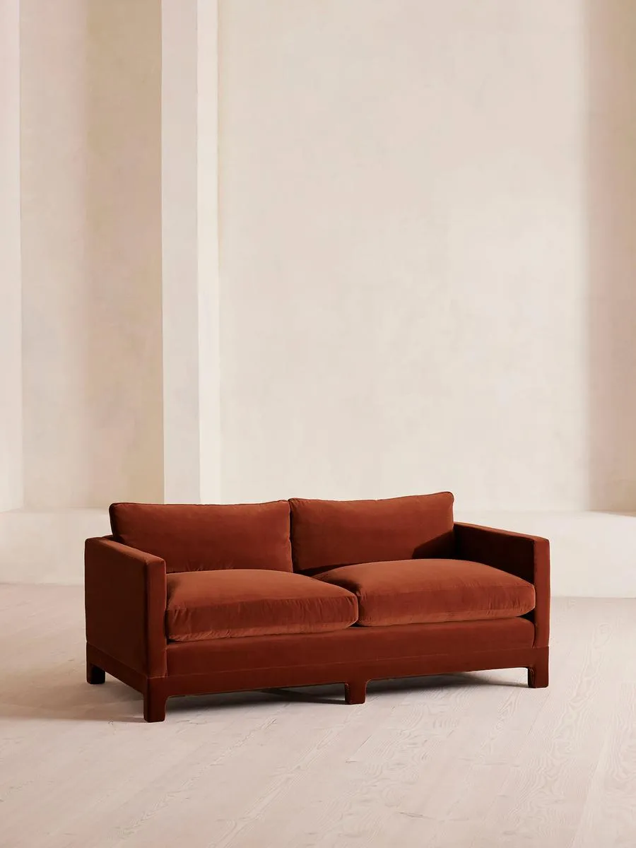 Ashford Two Seater Sofa, Velvet, Rust