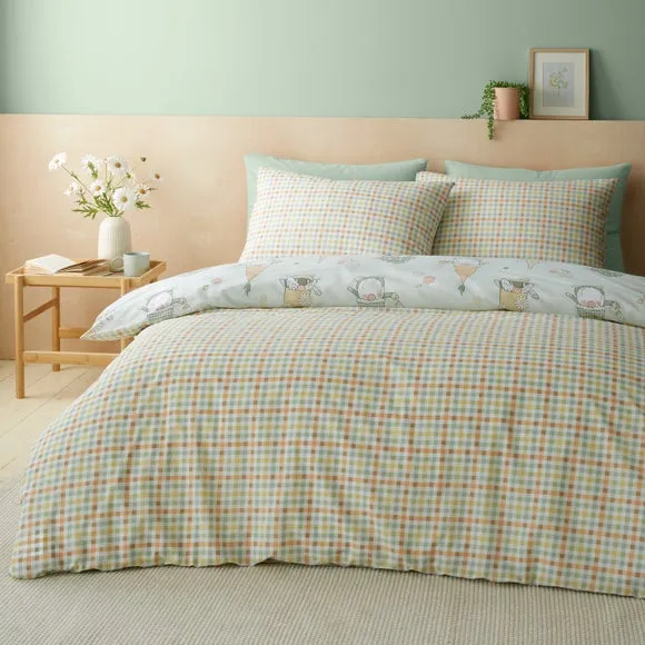 Catherine Lansfield Spring Gnomes Reversible Duvet Cover & Pillowcase Set 3