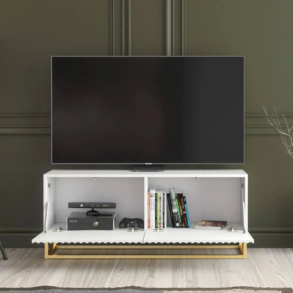 Creative Furniture Ripple TV Unit 100cm - White with Fluted Doors 2