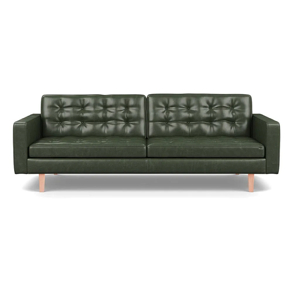 Heal's Hepburn 4 Seater Stonewash Leather Vintage Green Natural Feet 1
