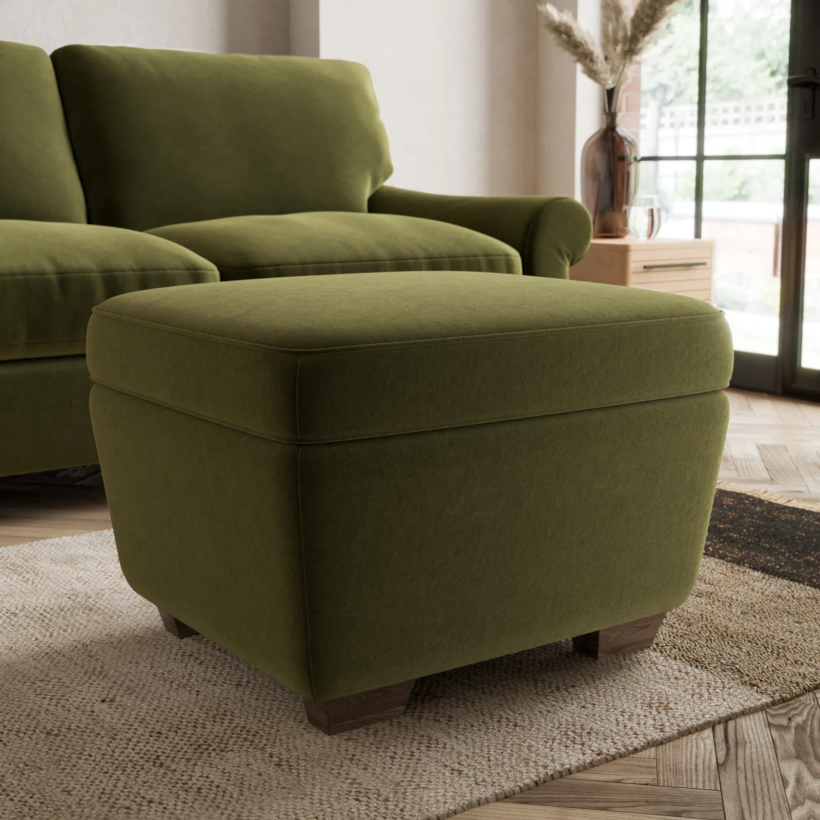 Arundel Luxury Velvet Footstool Luxury Velvet Olive