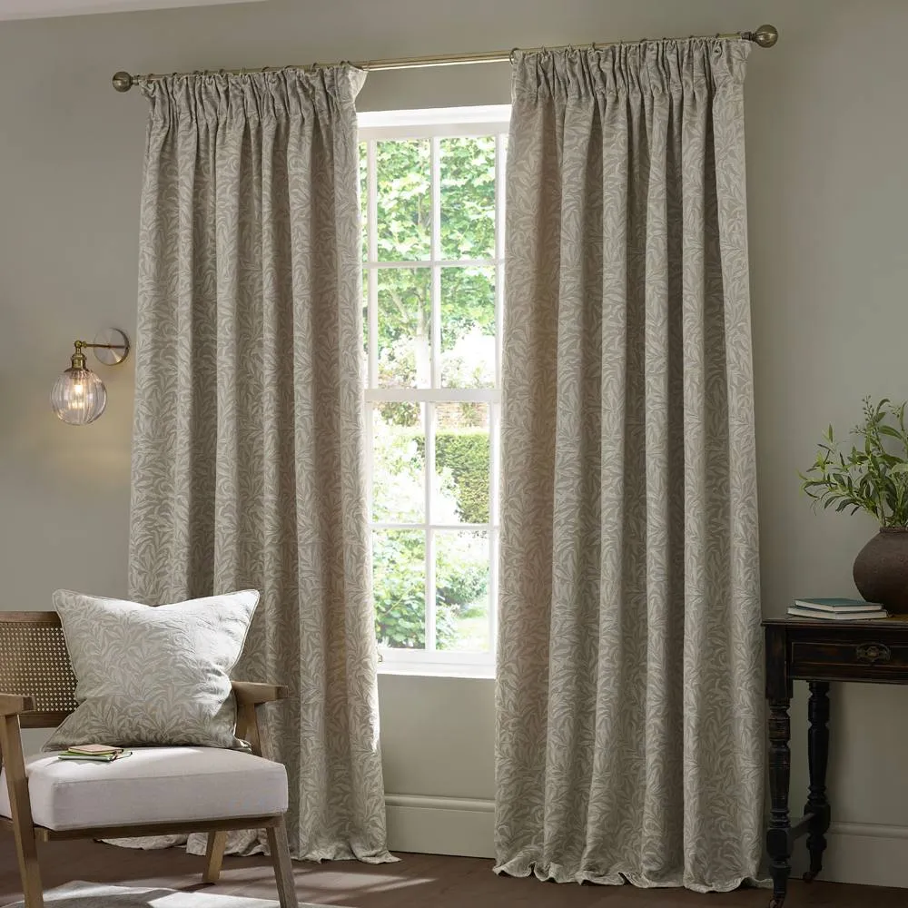 Morris & Co Willow Bough Jacquard Fully Lined Pencil Pleat Curtains in Cream 4