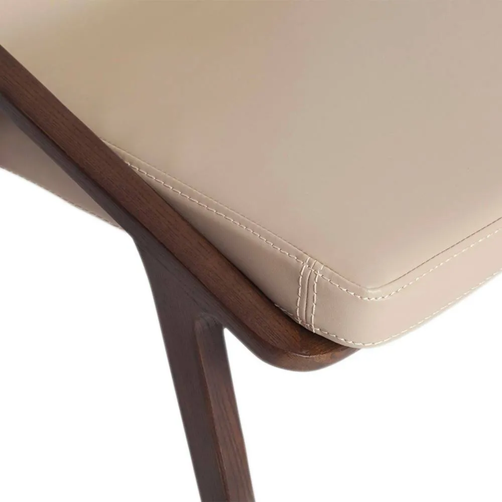 Angel Cerda Mink Leatherette Dining Chair with Walnut Legs in Light Beige 5