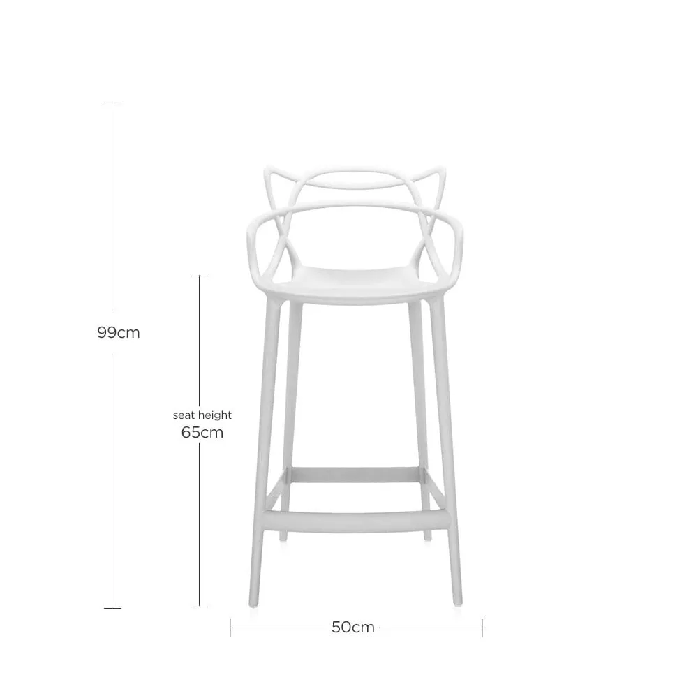 Kartell Masters Low Dining Stool 65Cm, White Plastic | Barker & Stonehouse 6