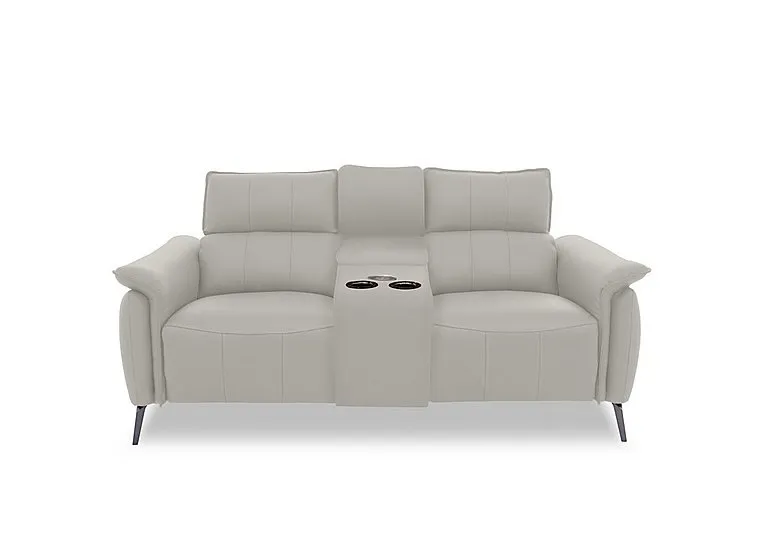 Jude Leather 2 Seater Power Recliner Sofa with Smart Console and Power Headrests - Lead Grey