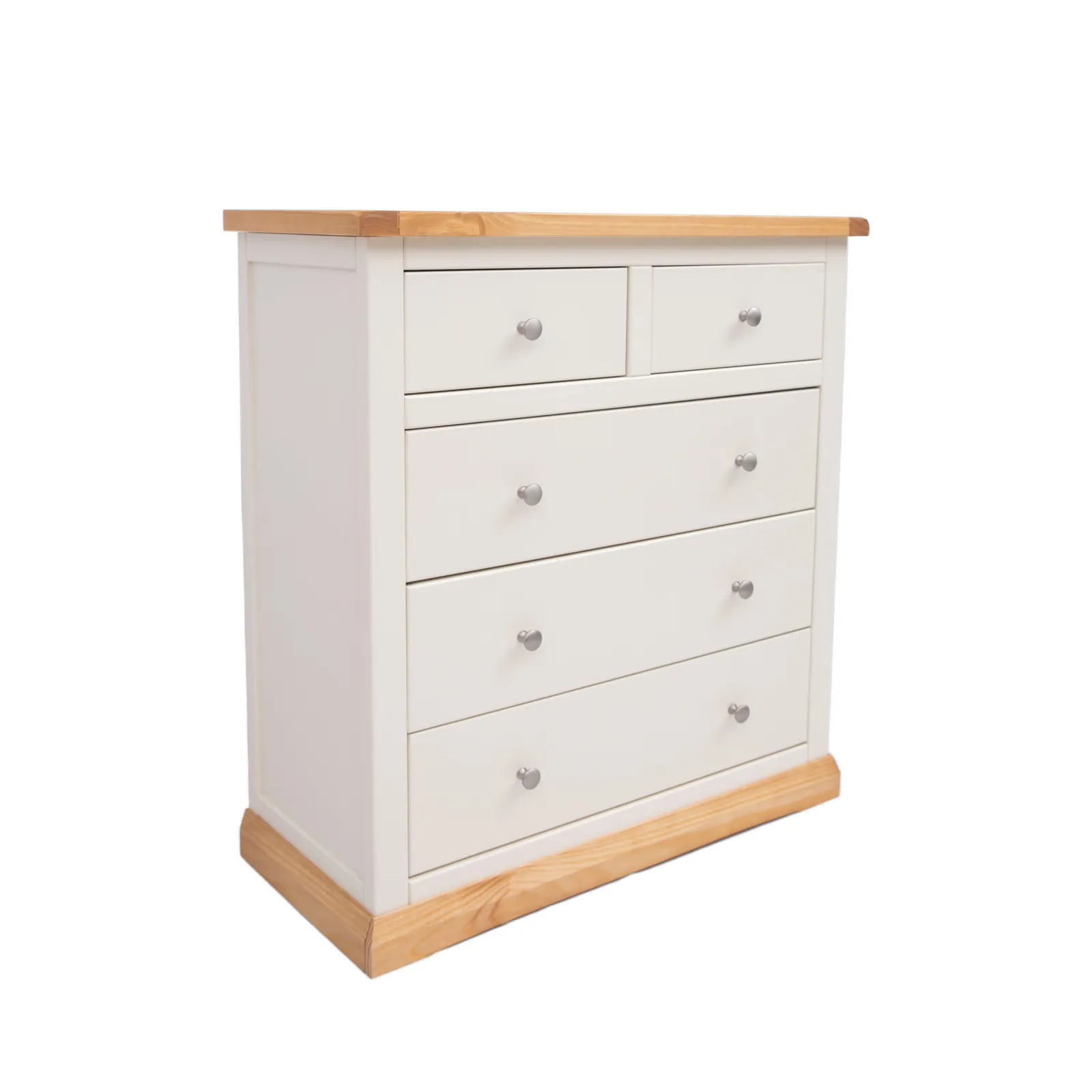 Cabinet Bits Trevi 5 Drawer Chest of Drawers Chrome Knob in Off-White 2