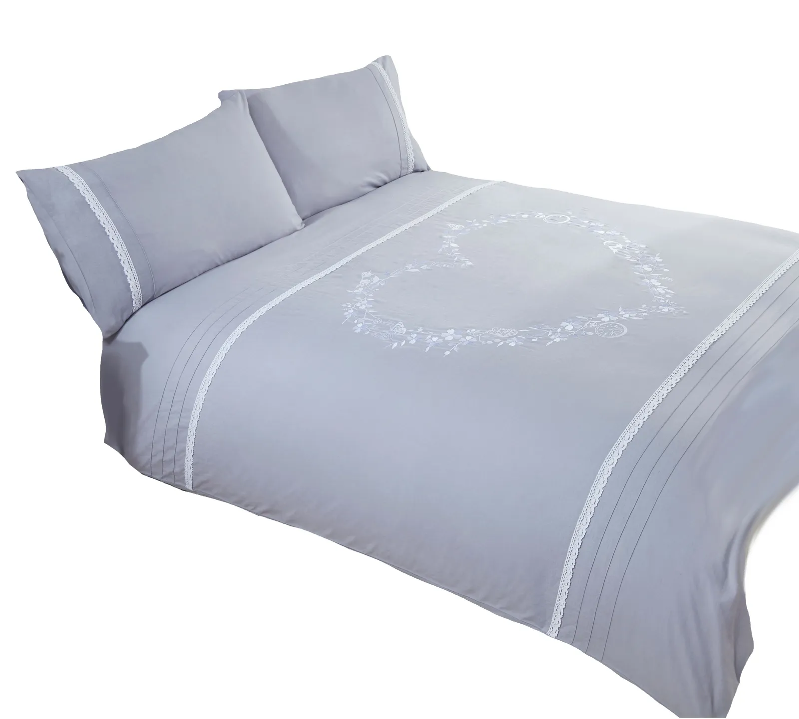 Rapport Home Hearts Design Polycotton Duvet Cover Set With Pillowcase in Grey 3