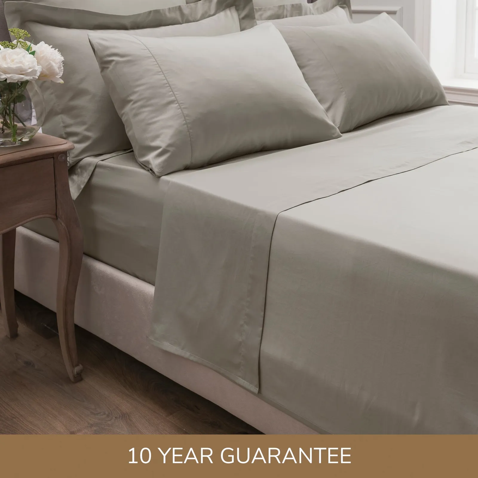 Dorma 300 Thread Count 100% Cotton Sateen Plain Flat Sheet Beige