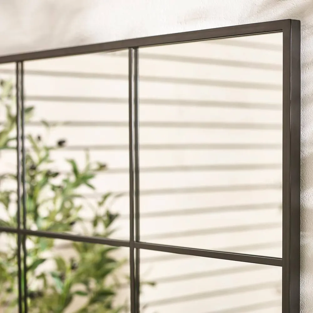 FurnitureboxUK Yoko Black Medium Window 80x80cm Garden Mirror 3