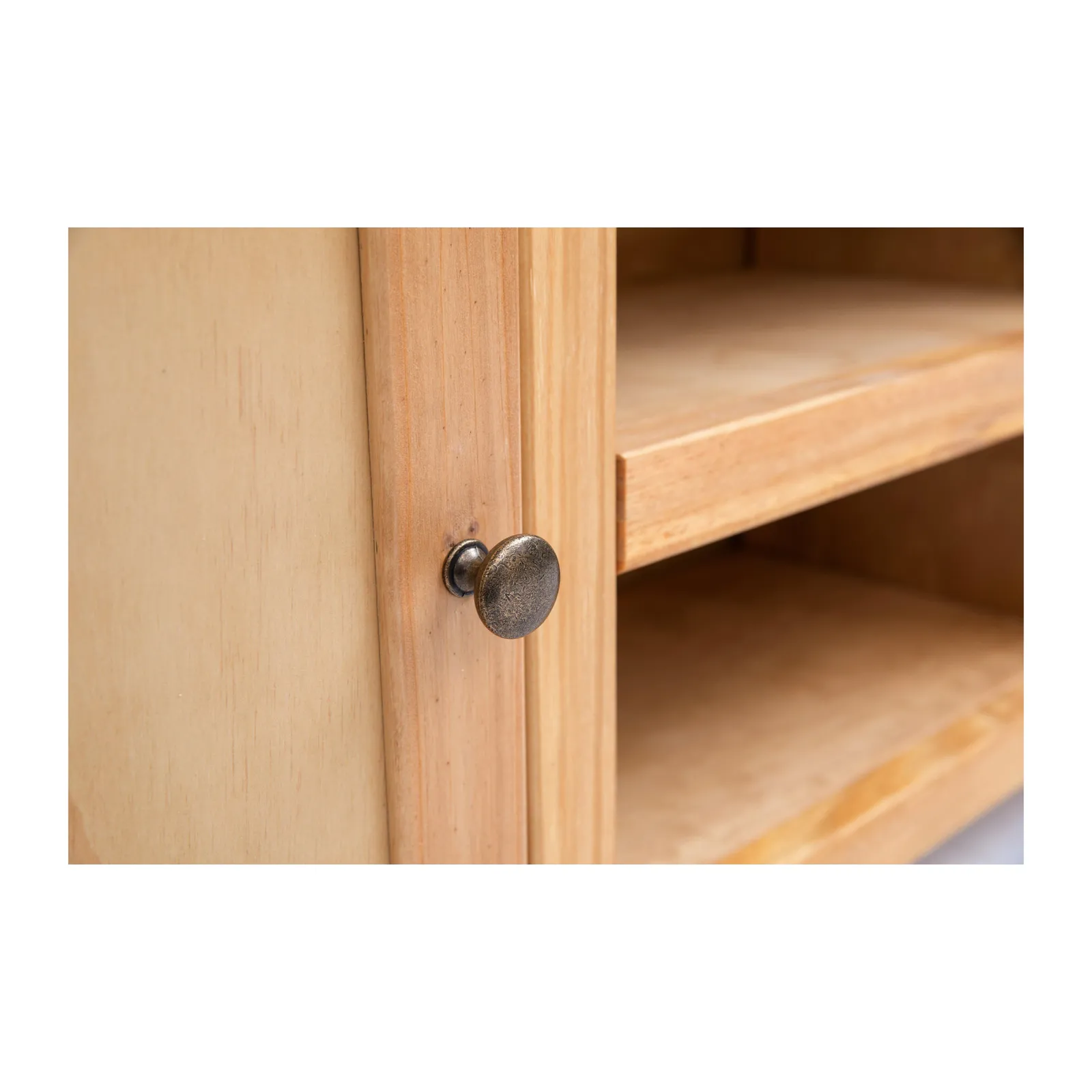 Cabinet Bits Lucca Waxed 2 Door TV Cabinet Brass Knob in Light Brown 5