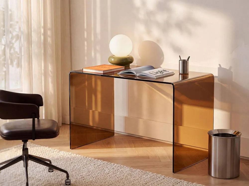 Vente-unique Desk - Toughened Glass - Brown - ELSTRON in Clear