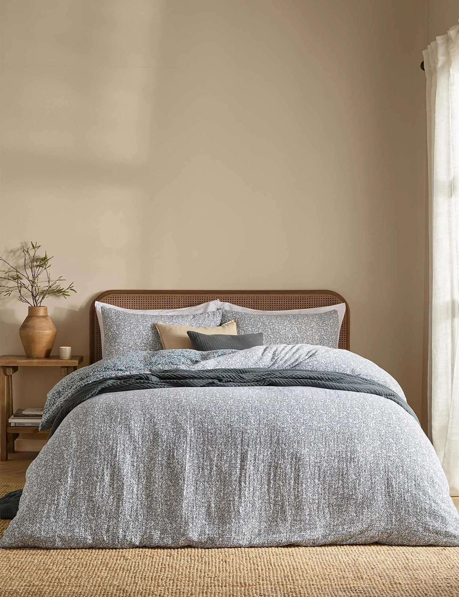 YARD Perrie Leaf Pure Cotton Muslin Bedding Set Blue Mix