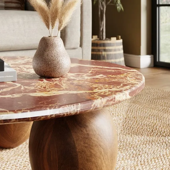 Buffie Coffee Table, Marble and Mango Wood 2