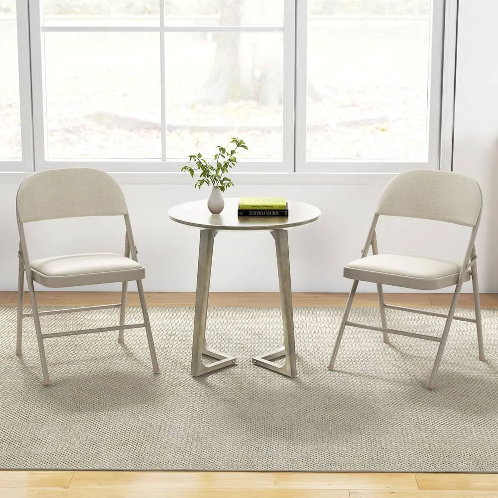 Costway Set of 6 Folding Fabric Padded Chairs w/ Sponge Seat & Backrest in Beige 5