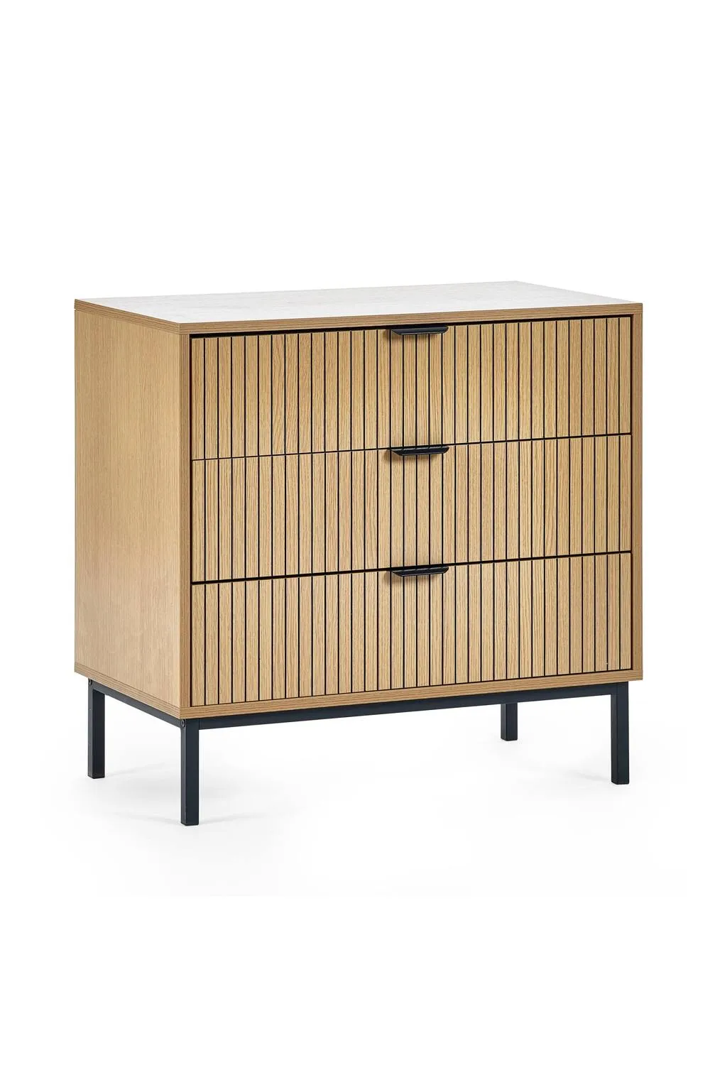 Julian Bowen Sia Fluted 3 Drawer Chest in Light Oak 2