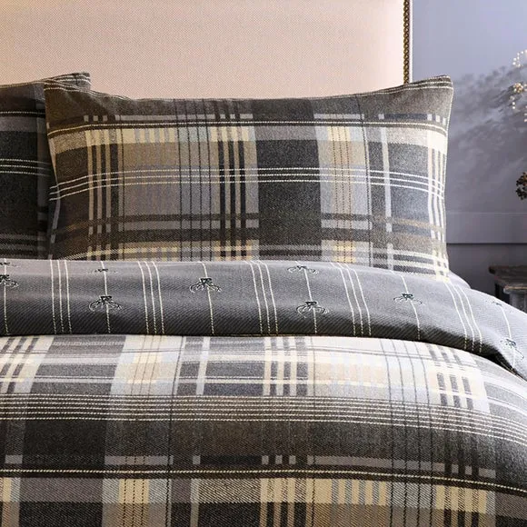 Dreams & Drapes Lodge Connolly Check 100% Brushed Cotton Duvet Cover & Pillowcase Set 4