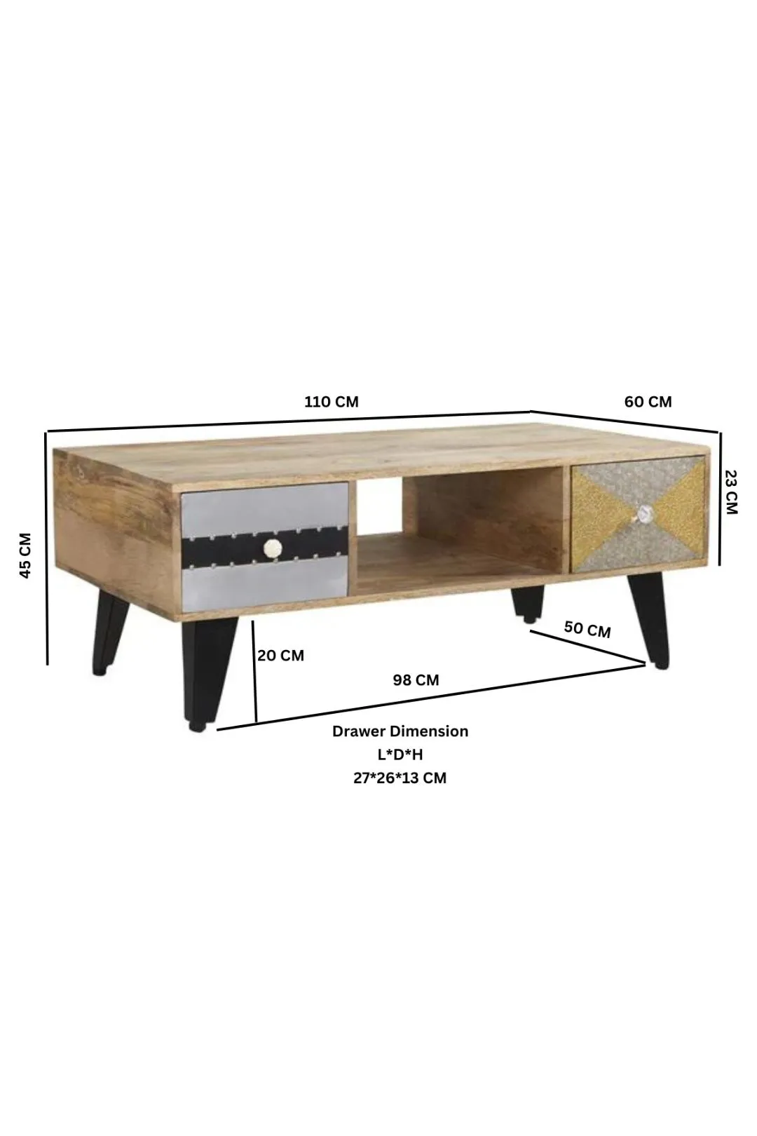 IH Design Celis Limited Edition Wooden Coffee Table with Drawers in Brown 3