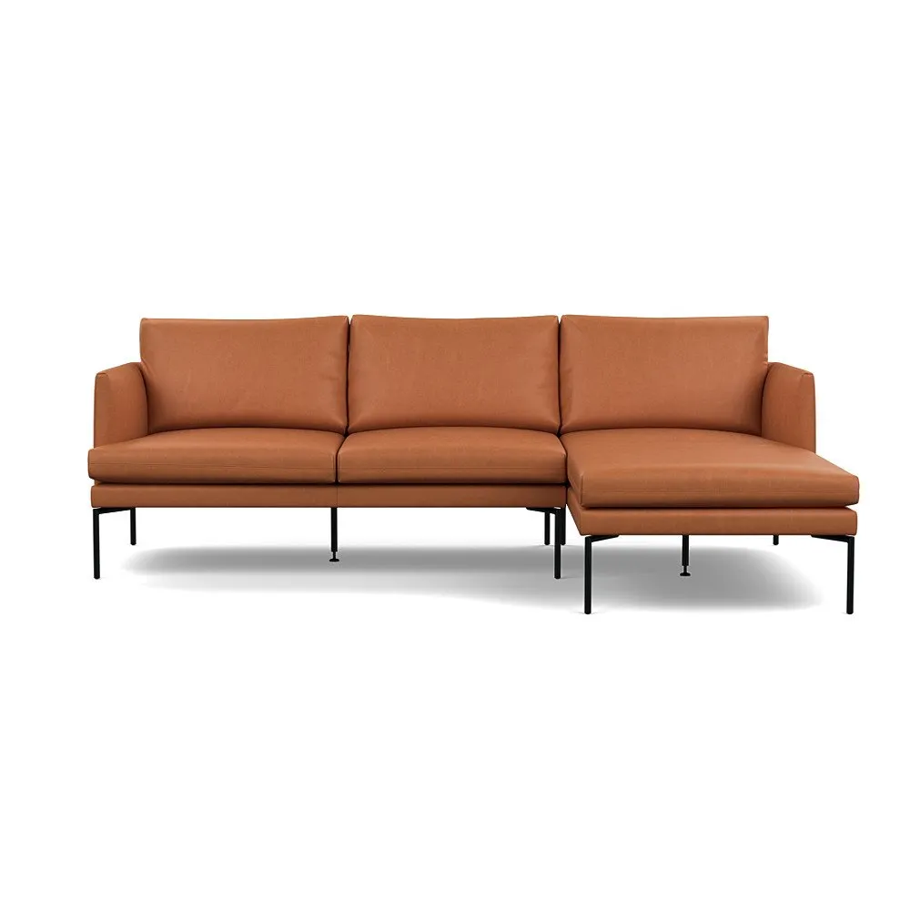 Heal's Matera Right Hand Facing Chaise Sofa Linea Leather White 634 Black Feet 1
