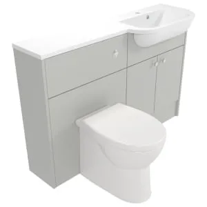 Deccado Benham Whisper Grey Right Hand 1200mm Slimline Fitted Vanity & Toilet Pan Unit Combination with Right Hand Basin 2