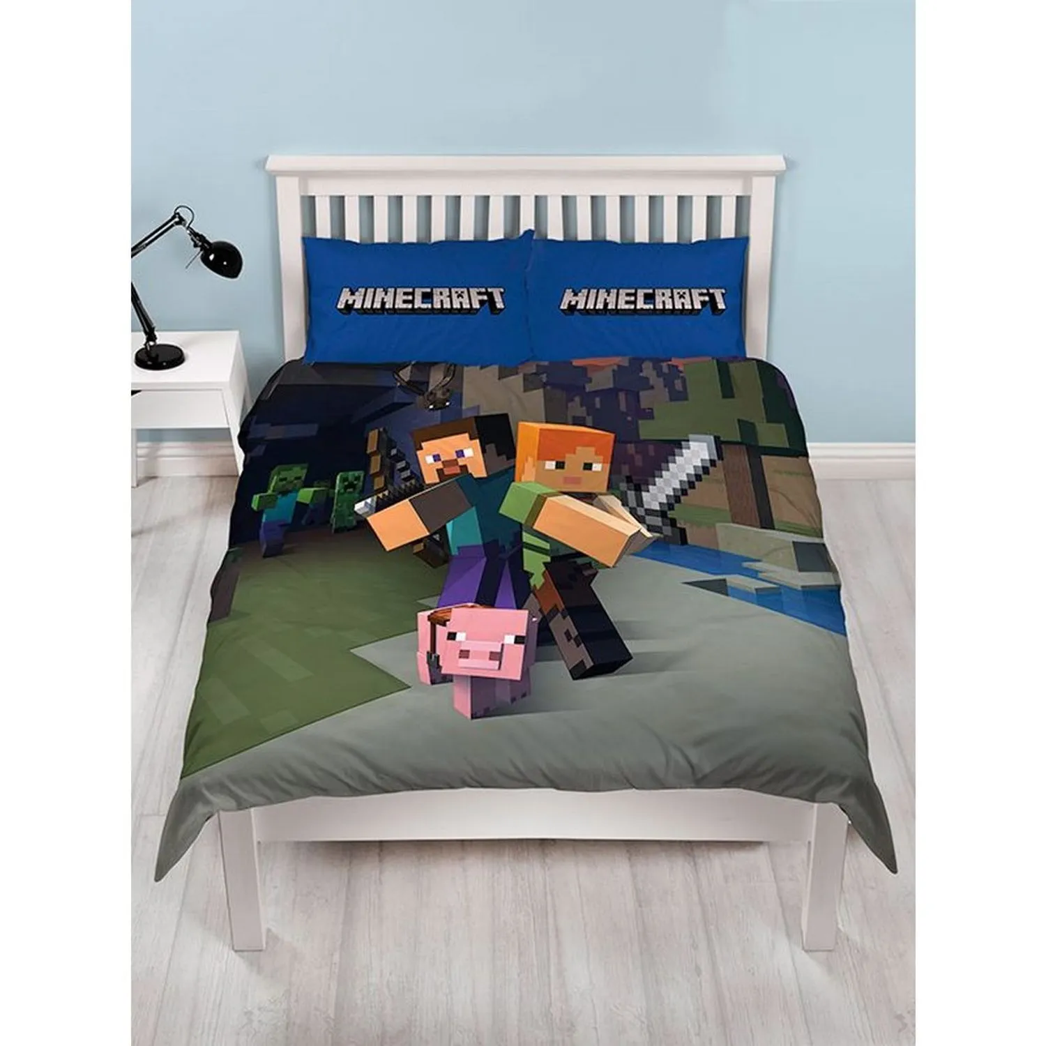 Minecraft Reversible Duvet Cover Set in Light Blue