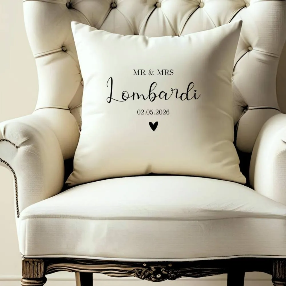 Aye Do Gifts Personalised Mr & Mrs Wedding Cushion in Cream