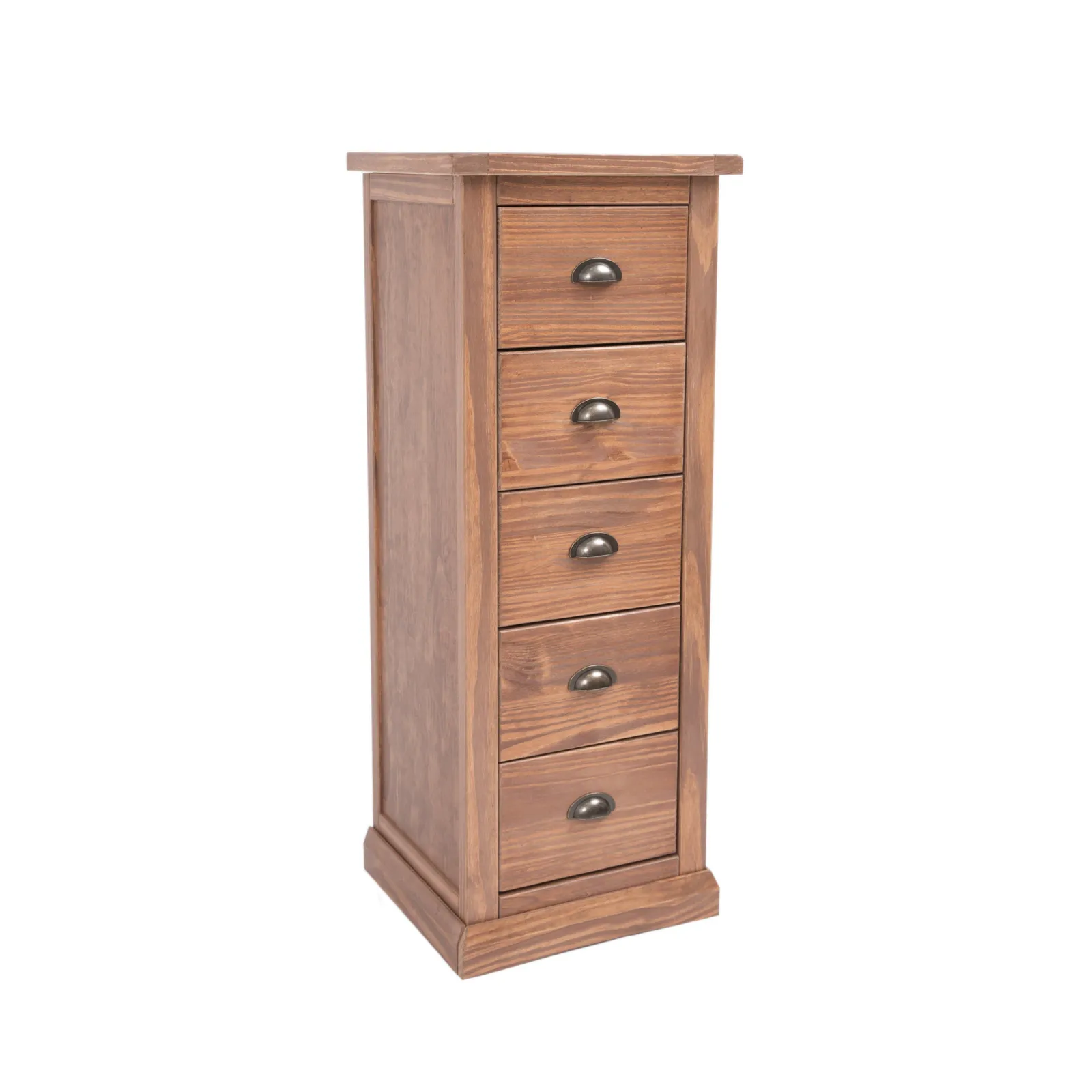 Cabinet Bits Tirolo 5 Drawer Narrow Chest of Drawers Brass Cup Handle in Brown 2