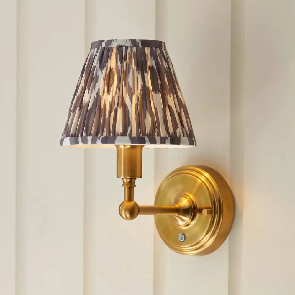 Netlighting Burley Rechargeable Wall Light Grey Fabric Ikat Shade 16cm in Gold 4