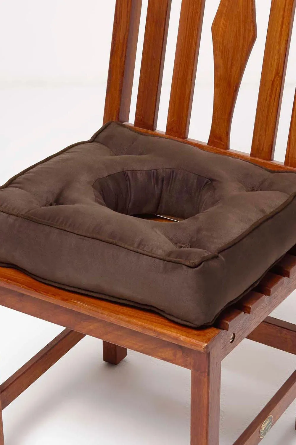 Homescapes Faux Suede Coccyx Cushion with Ties in Brown 1