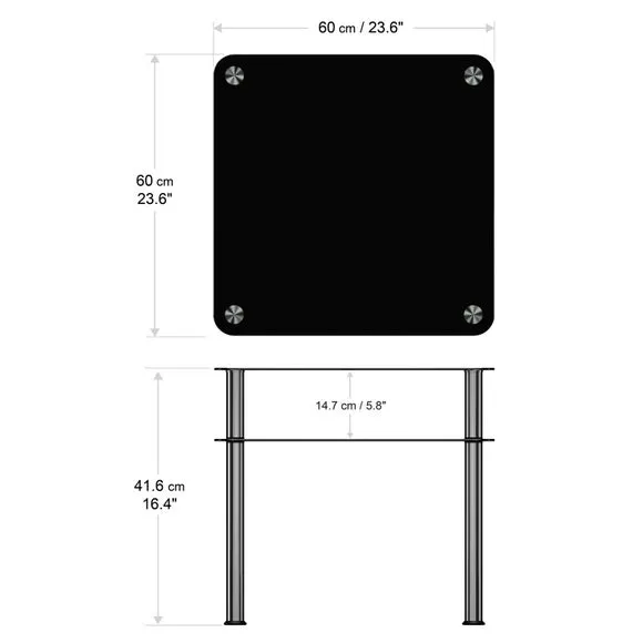 AVF Side Coffee Table, Black Glass with Chrome Legs 4